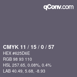 Color code: CMYK 11 / 15 / 0 / 57 | qconv.com