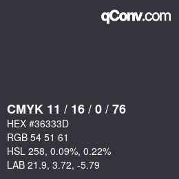 Color code: CMYK 11 / 16 / 0 / 76 | qconv.com