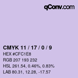 カラーコード: CMYK 11 / 17 / 0 / 9 | qconv.com