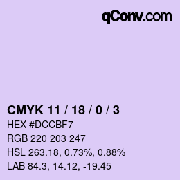 カラーコード: CMYK 11 / 18 / 0 / 3 | qconv.com