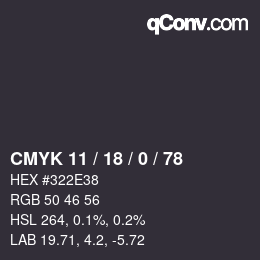 カラーコード: CMYK 11 / 18 / 0 / 78 | qconv.com
