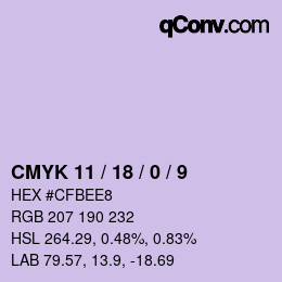 Farbcode: CMYK 11 / 18 / 0 / 9 | qconv.com
