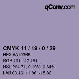 Code couleur: CMYK 11 / 19 / 0 / 29 | qconv.com
