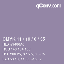 Color code: CMYK 11 / 19 / 0 / 35 | qconv.com