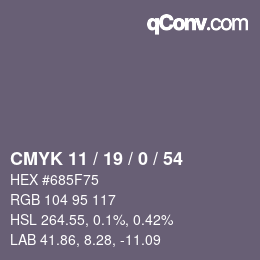 カラーコード: CMYK 11 / 19 / 0 / 54 | qconv.com