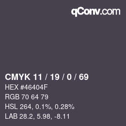 Código de color: CMYK 11 / 19 / 0 / 69 | qconv.com