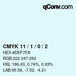 カラーコード: CMYK 11 / 1 / 0 / 2 | qconv.com