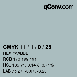 Color code: CMYK 11 / 1 / 0 / 25 | qconv.com