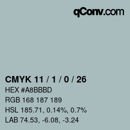 カラーコード: CMYK 11 / 1 / 0 / 26 | qconv.com