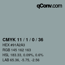 Código de color: CMYK 11 / 1 / 0 / 36 | qconv.com