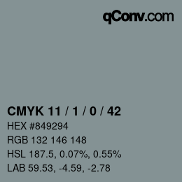 Color code: CMYK 11 / 1 / 0 / 42 | qconv.com