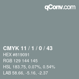 カラーコード: CMYK 11 / 1 / 0 / 43 | qconv.com