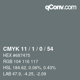 Color code: CMYK 11 / 1 / 0 / 54 | qconv.com