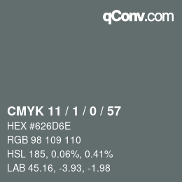 Farbcode: CMYK 11 / 1 / 0 / 57 | qconv.com