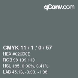 Color code: CMYK 11 / 1 / 0 / 57 | qconv.com