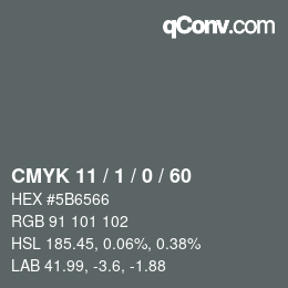 Color code: CMYK 11 / 1 / 0 / 60 | qconv.com