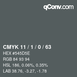 Farbcode: CMYK 11 / 1 / 0 / 63 | qconv.com