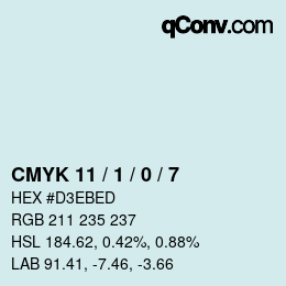 颜色代码: CMYK 11 / 1 / 0 / 7 | qconv.com