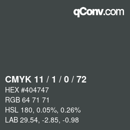 Color code: CMYK 11 / 1 / 0 / 72 | qconv.com