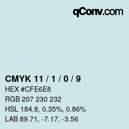 カラーコード: CMYK 11 / 1 / 0 / 9 | qconv.com