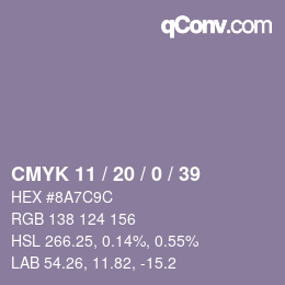 Código de color: CMYK 11 / 20 / 0 / 39 | qconv.com
