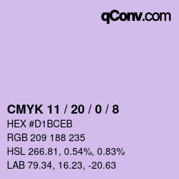 Color code: CMYK 11 / 20 / 0 / 8 | qconv.com