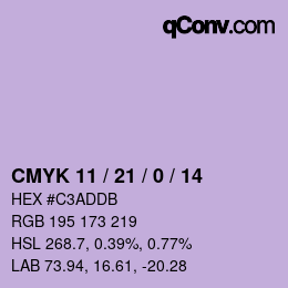 颜色代码: CMYK 11 / 21 / 0 / 14 | qconv.com