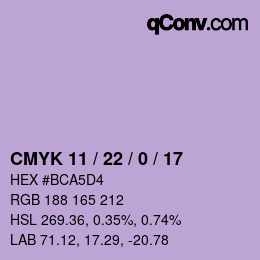 颜色代码: CMYK 11 / 22 / 0 / 17 | qconv.com