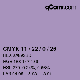 颜色代码: CMYK 11 / 22 / 0 / 26 | qconv.com