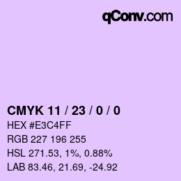 カラーコード: CMYK 11 / 23 / 0 / 0 | qconv.com