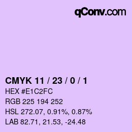 カラーコード: CMYK 11 / 23 / 0 / 1 | qconv.com