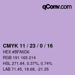 Color code: CMYK 11 / 23 / 0 / 16 | qconv.com