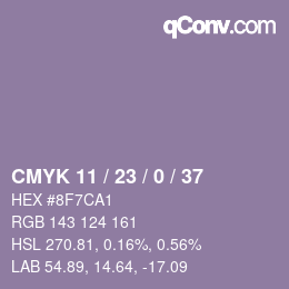 カラーコード: CMYK 11 / 23 / 0 / 37 | qconv.com