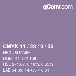 Color code: CMYK 11 / 23 / 0 / 38 | qconv.com