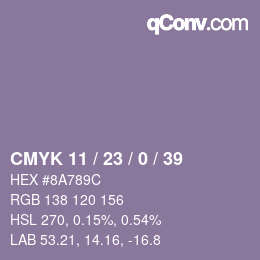 Color code: CMYK 11 / 23 / 0 / 39 | qconv.com