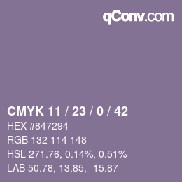 Color code: CMYK 11 / 23 / 0 / 42 | qconv.com