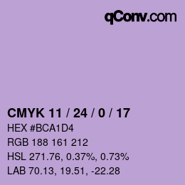 カラーコード: CMYK 11 / 24 / 0 / 17 | qconv.com