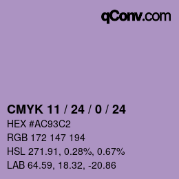 カラーコード: CMYK 11 / 24 / 0 / 24 | qconv.com