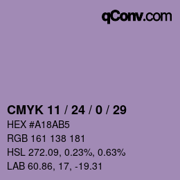 カラーコード: CMYK 11 / 24 / 0 / 29 | qconv.com
