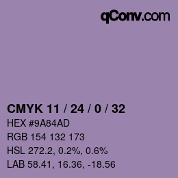 カラーコード: CMYK 11 / 24 / 0 / 32 | qconv.com