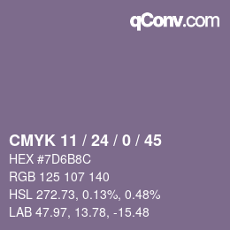 カラーコード: CMYK 11 / 24 / 0 / 45 | qconv.com