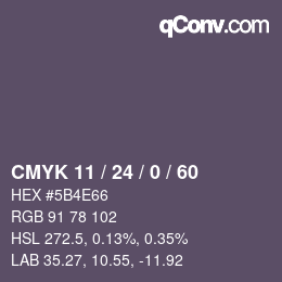 カラーコード: CMYK 11 / 24 / 0 / 60 | qconv.com