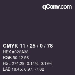 Color code: CMYK 11 / 25 / 0 / 78 | qconv.com