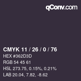 カラーコード: CMYK 11 / 26 / 0 / 76 | qconv.com