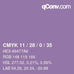 Color code: CMYK 11 / 28 / 0 / 35 | qconv.com