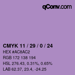 Color code: CMYK 11 / 29 / 0 / 24 | qconv.com