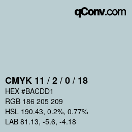 Color code: CMYK 11 / 2 / 0 / 18 | qconv.com