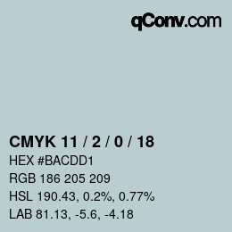 カラーコード: CMYK 11 / 2 / 0 / 18 | qconv.com