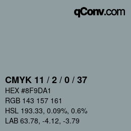 颜色代码: CMYK 11 / 2 / 0 / 37 | qconv.com