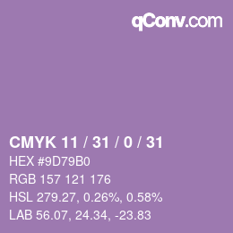 カラーコード: CMYK 11 / 31 / 0 / 31 | qconv.com